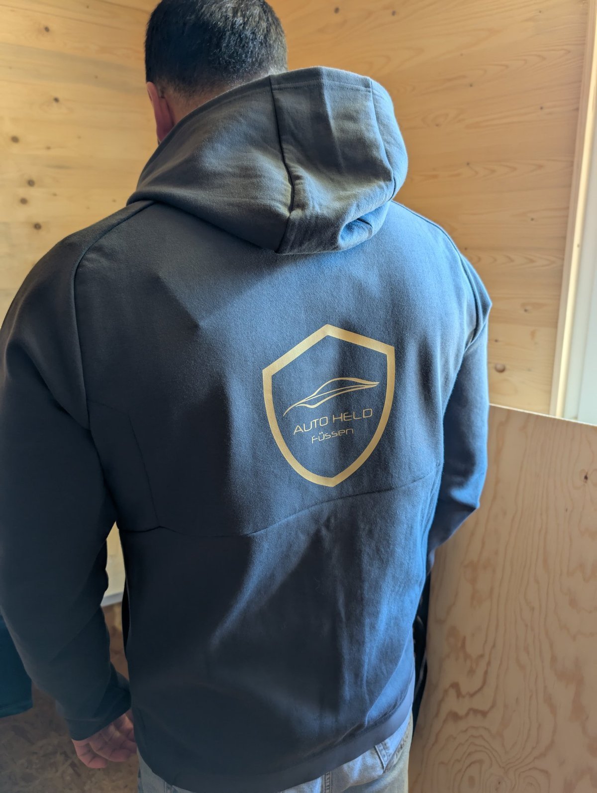 Auto Held Füssen — sponsor logo applied in vinyl on the club hoodies